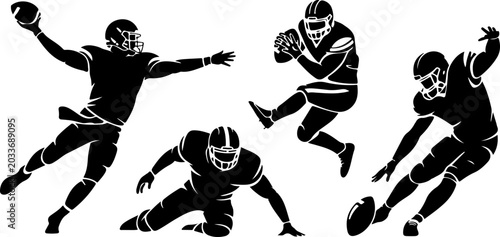 Football Player Silhouette SVG Bundle