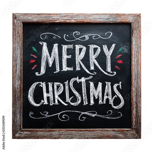 Merry Christmas Black Board Message for Students Isolated Image Usage