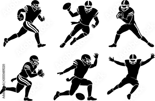 Football Player Silhouette SVG Bundle