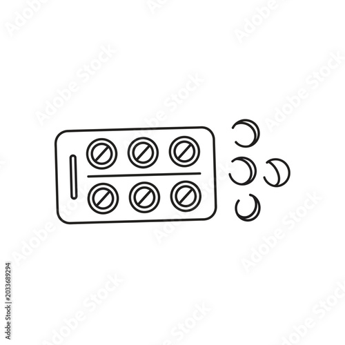 Blister pack of medicine pills icon for pharmacy concept.