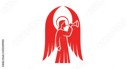 Foto Red Angel Blowing Trumpet Icon