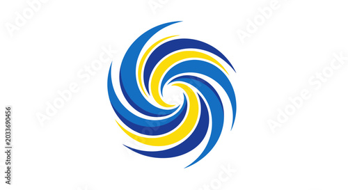 Abstract Swirl Blue Yellow Cyclone Wind Energy Symbol