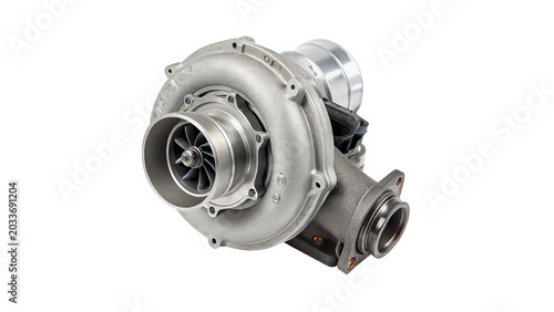 Cuadro en lienzo Professional shiny chrome metallic automotive turbocharger or engine turbo compo