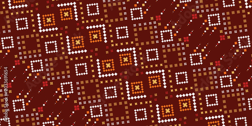 Konstfotografi Nature vintages cross stitch traditional ethnic pattern paisley flower Ikat back