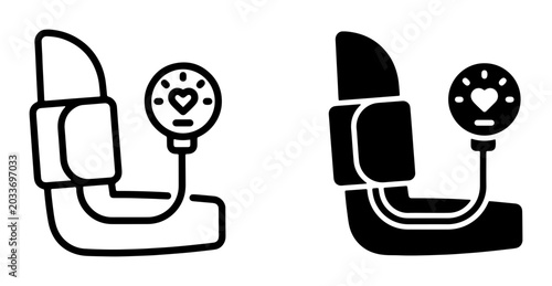 Bild auf Leinwand Blood Pressure Monitor Icons, Medical Health Device Vector Graphics, Cardiology