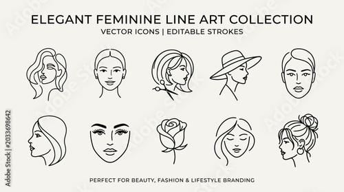 Canvastavla Elegant Feminine Line Art Faces.