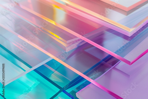 Layered semi-transparent colored acrylic glass background