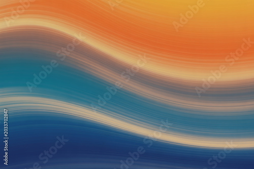 Abstract wave background with smooth flowing lines in vibrant orange and blue gradient color transitions