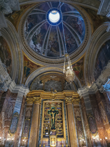 Baroque Chapel Altar and Dome in Sant Ignazio Church Rome Italy