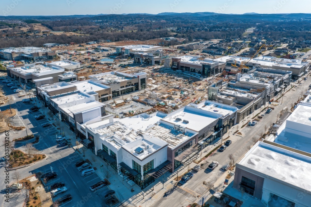 Fototapeta premium Aerial View of Commercial Mall Development Under Construction