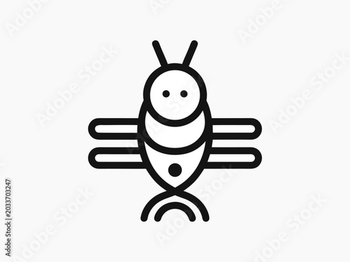 Black Minimalist Bee Insect Animal Icon Vector Design
