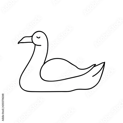 Minimalist doodle duck illustration. Simple bird sketch with clean curves and modern minimal design. Perfect for logos, stickers, nursery prints, icons, packaging, social media