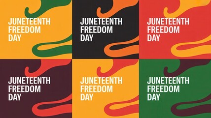 Juneteenth freedom day celebration poster design with abstract shapes in panafrican colors