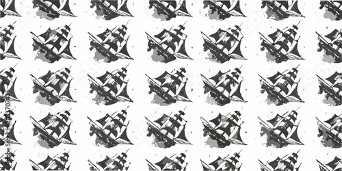 Foto Tall Sailing Ships Pattern A Repeating Nautical Vector Illustration