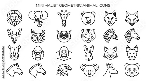 Canvas Print Minimalist geometric animal icons set.