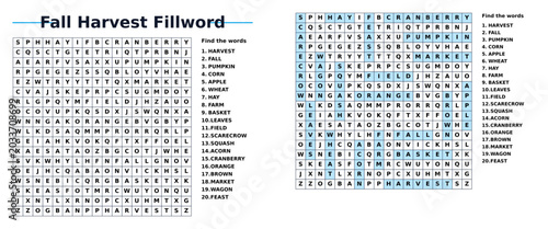 Foto Fall harvest word search puzzle with highlighted words and grid
