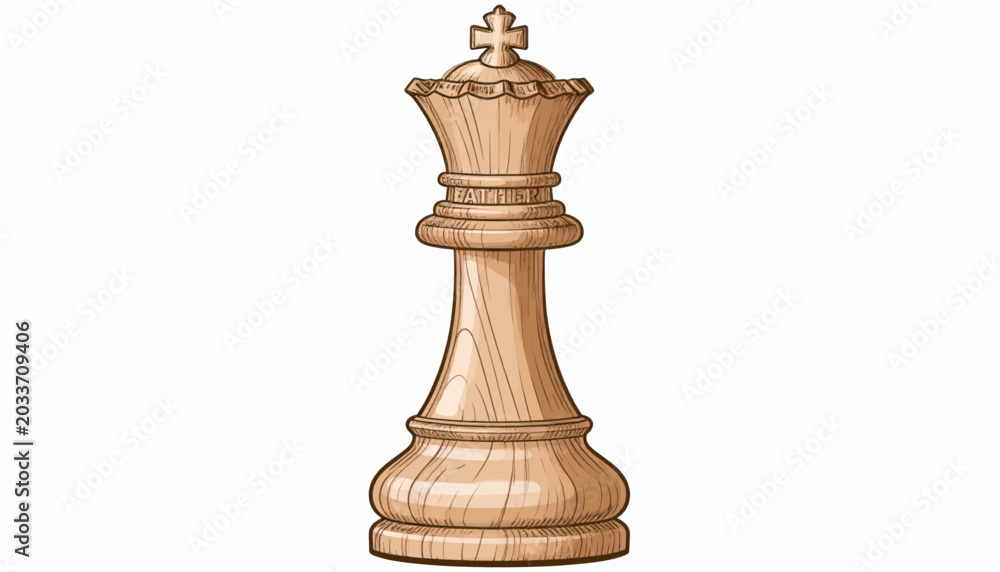 Fototapeta premium Isolated White Queen Chess Piece Closeup.