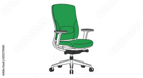 Quadro su tela Green office chair illustration with white base and armrests