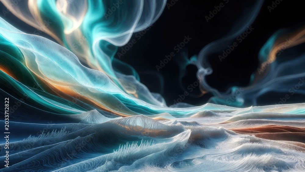 Fototapeta premium Dynamic abstract layered wave patterns digital art surreal environment gigapixel quality