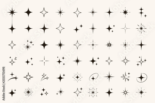 Slika na platnu Sparkle stars icon, twinkle star shape silhouette symbols