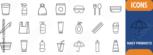 Konstfotografi Everyday consumer products outline icons