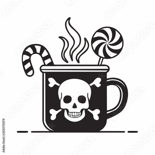 Skull and Crossbones Mug with Candy and Steam