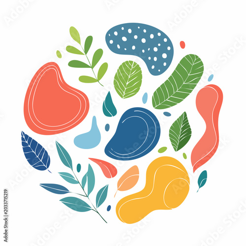 Abstract Organic Shapes and Leaves Pattern