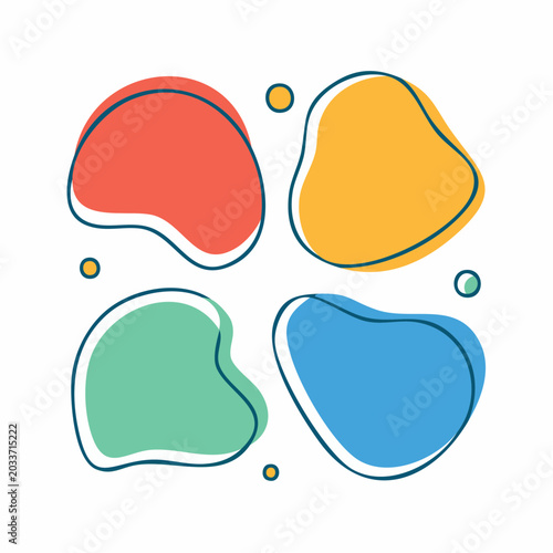 Abstract Organic Shapes with Colorful Blobs and Dots