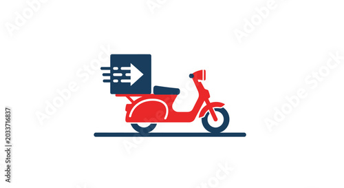 Tableau sur toile Red Delivery Scooter with Box.