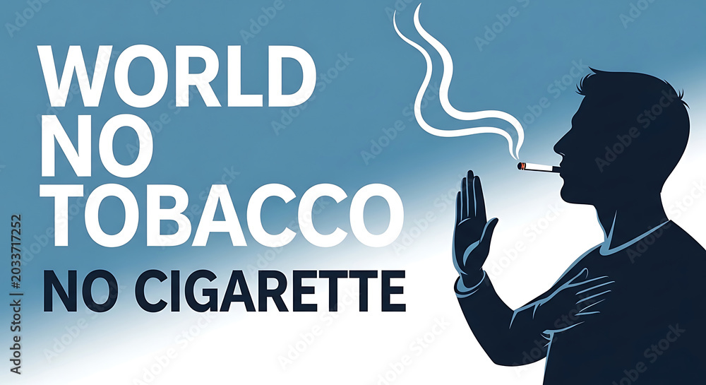 Naklejka premium No Tobacco No Cigarette message with man smoking