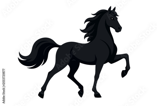 Foto Black Horse Silhouette Running Free.