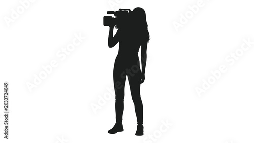 Foto Cameraperson silhouette against a white background a full body depiction of a me
