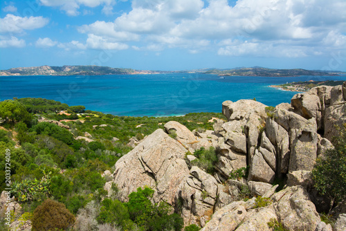 La Maddalena Archipelago. Sardinia coastline featuring rocks, sea, and architecture