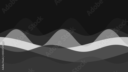 Abstract layered waves in grayscale tones creating a dynamic and modern visual pattern with fluid contours.