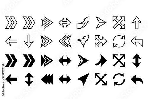 set of arrowsMinimal Arrow Collection Outline and Solid Icons