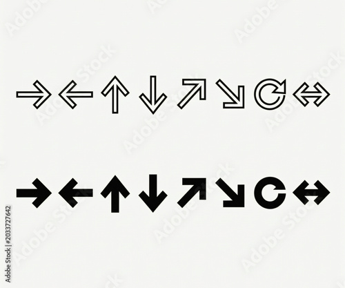 Direction and Navigation Arrow Outline Icon Collection
