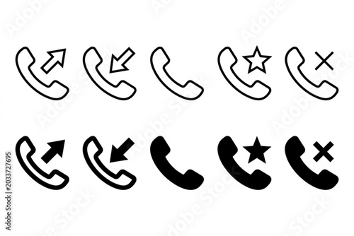 premium Call and phone Outline Icon Set 