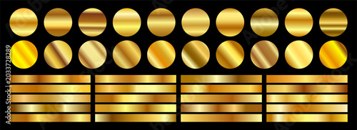 Bild auf Leinwand Elegant golden bright gradient swatches collection