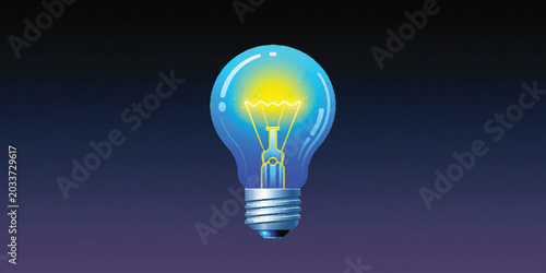 Glowing light bulb with bright filament against dark gradient background symbolizing innovation and bright ideas
