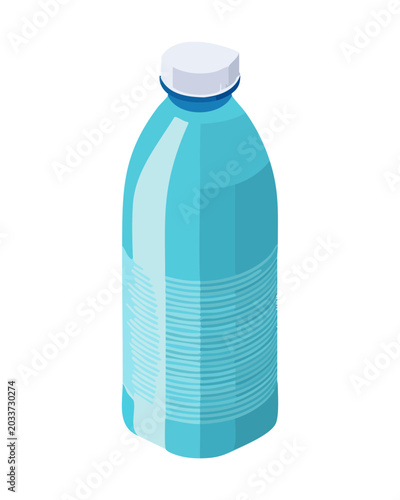 Clear plastic water bottle filled with refreshing mineral water for active health and fitness - Vector Illustration