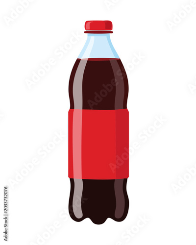 Vintage style glass bottle filled with refreshing dark cola soda drink for beverage product graphic - Vector Illustration