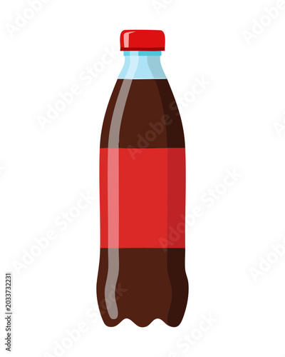 Refreshing dark cola soda soft drink in classic glass bottle container for refreshment menu choice - Vector Illustration