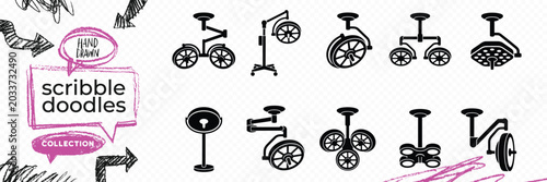 Tableau sur toile Black solid silhouette doodle vector set of surgical operating room lights clini