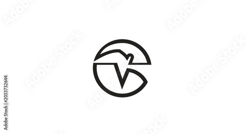 Tableau sur toile Black and white circular logo symbol.