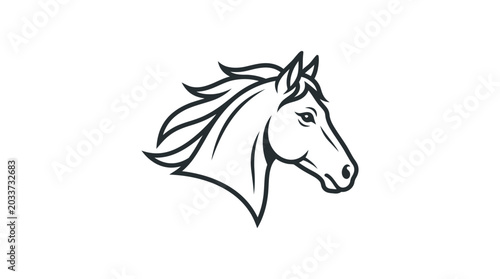 Cuadro en lienzo Black and white horse head drawing.