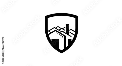 Foto Shield with house and chimney logo.