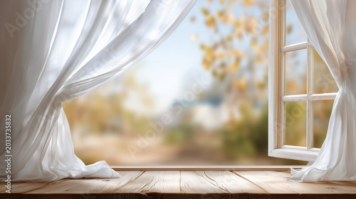 white wedding dress on the window