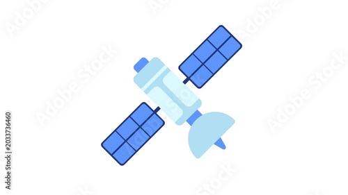 Animated satellite floating and rotating in space