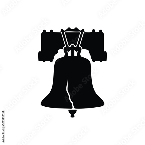 Liberty bell silhouette icon philadelphia historic monument vector.
