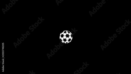 black and white soccer football symbol rotate  animation on transparent background